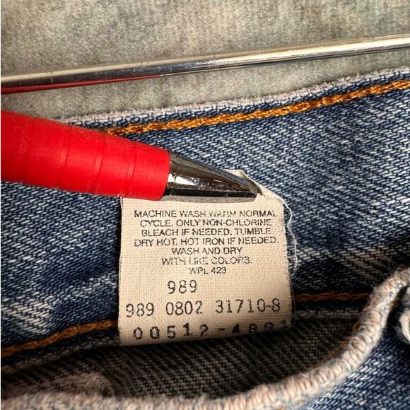 VTG 90s Levis 512 Denim Jeans Mens Sz 36x32 Blue Slim Fit Tapered Leg Med Wash - Picture 9 of 9